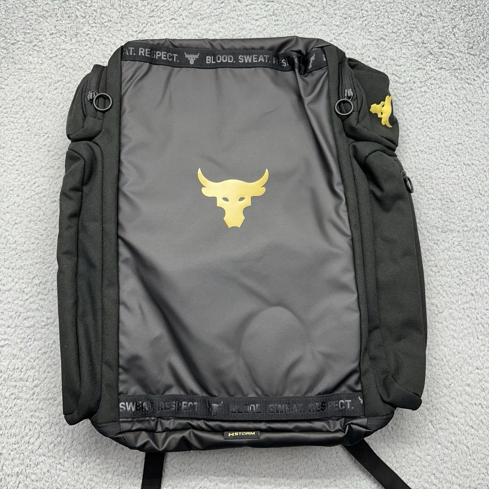 NWT Under Armour 1376459-002 UA Project‎ Rock Duffle Backpack Black/Gold Gym Bag